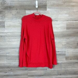 We The Free Vibrant Coral Mock Neck Sweater